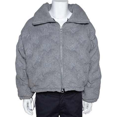 louis vuitton grey puffer jacket|Louis Vuitton fuzzy jacket.